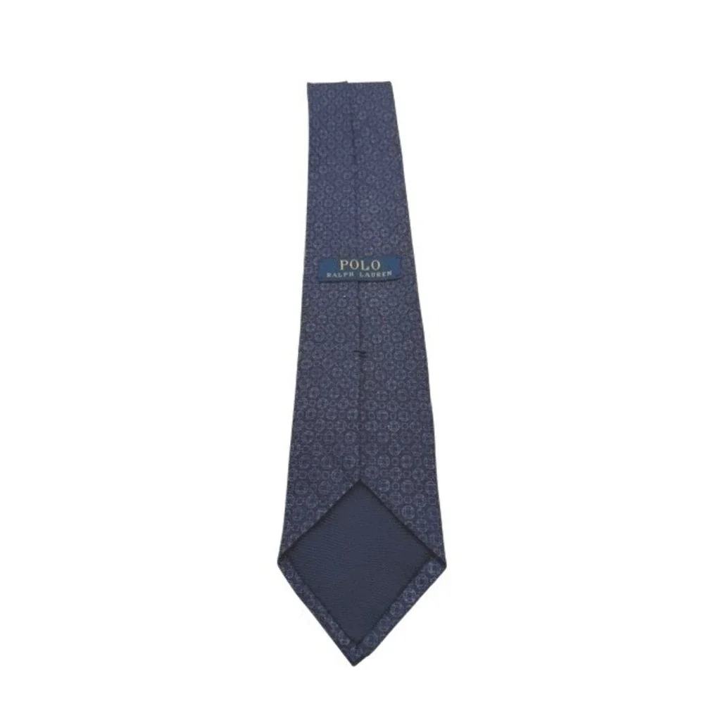 Polo Ralph Lauren Vintage 1990s Silk Tie Handmade in Italy Navy Blue Repp Stripe